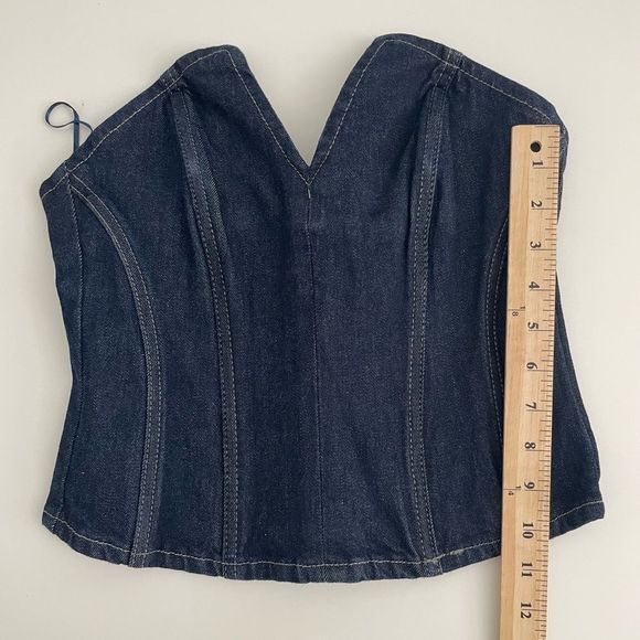 ZARA ZW DENIM CORSET WITH SLIT BLUE SIZE 2553/070/107/14 - Picture 5 of 7